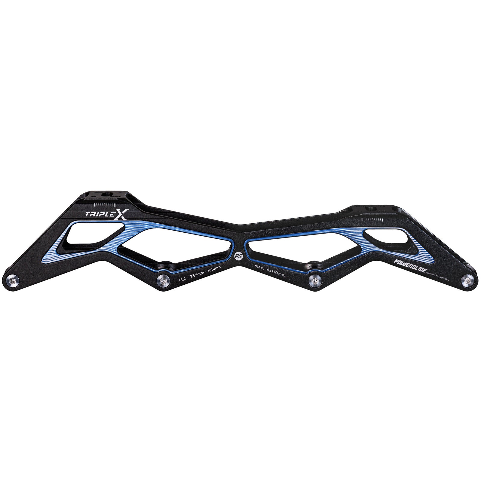 Triple X 13.2/4x110 Black/Blue 195 - Powerslide - Racing Inline Frames - Product Image 1