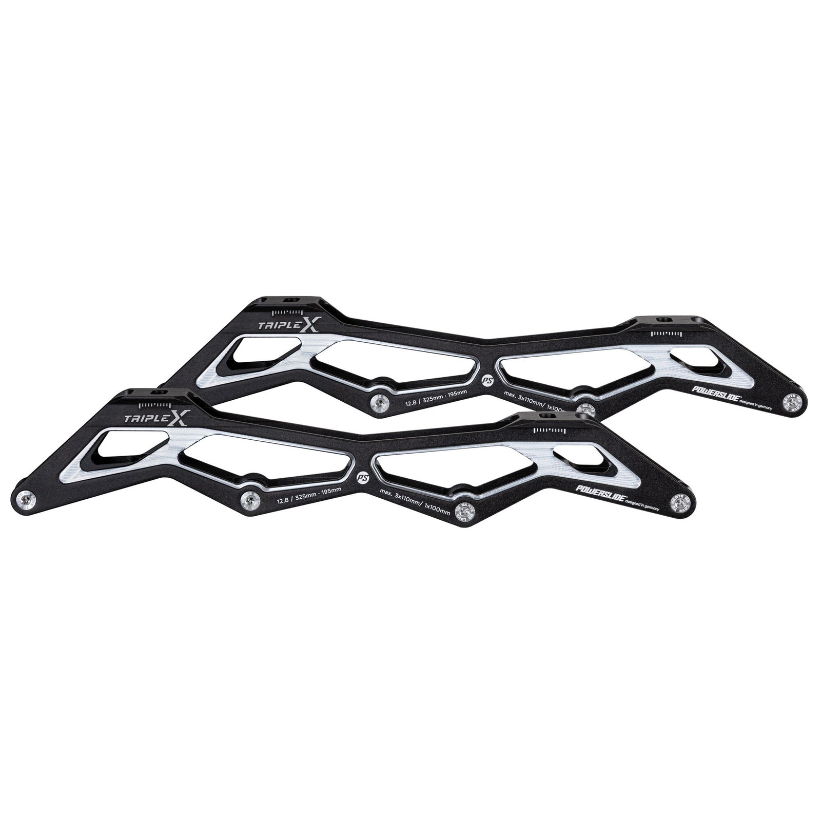 Triple X HILO 12,8" 3x110/1x100, 195 black/silver - Powerslide - Racing Inline Frames - Product Image 1