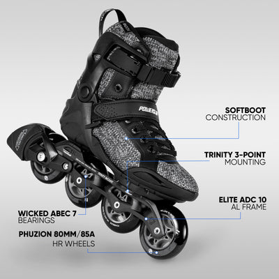 Phuzion Radon Black White 80 - Powerslide - Fitness Inline Skates - Product Image 2