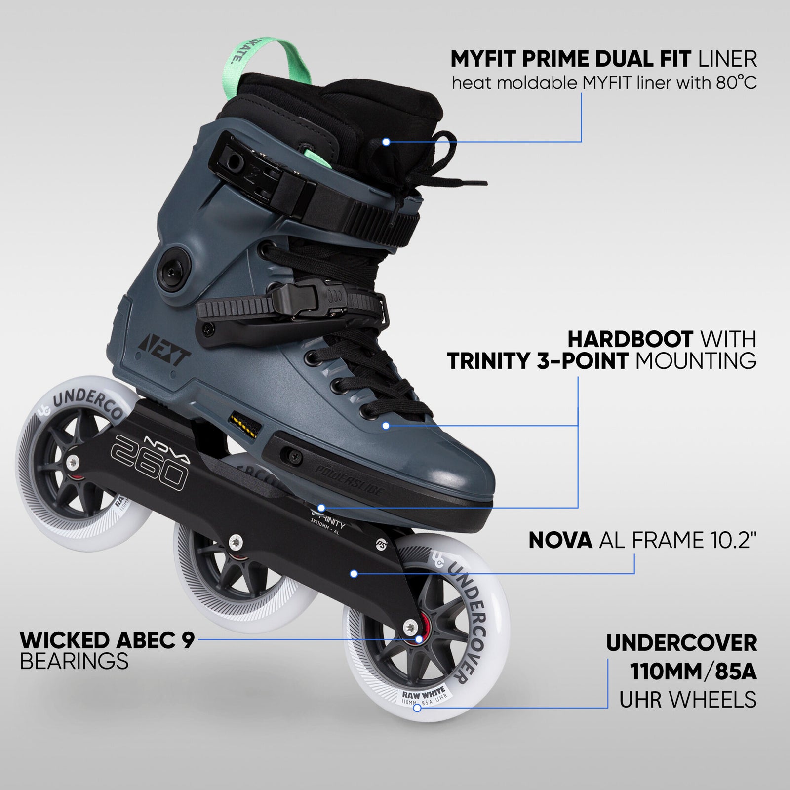Powerslide Next 110 Inline Skate 2021 - Pattini A 3 Ruote Da 110mm | Unisex E Professionali - Foto 10